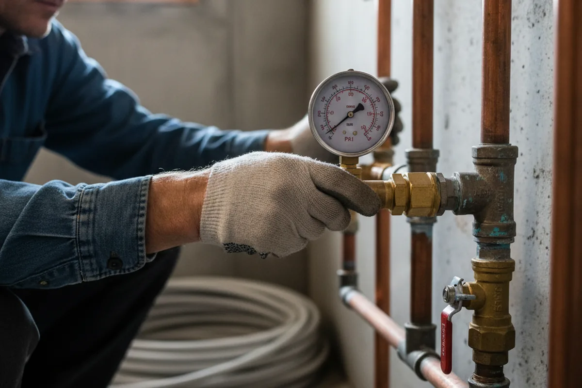 Pressure testing a repaired line during Water Line Repair in Poulan